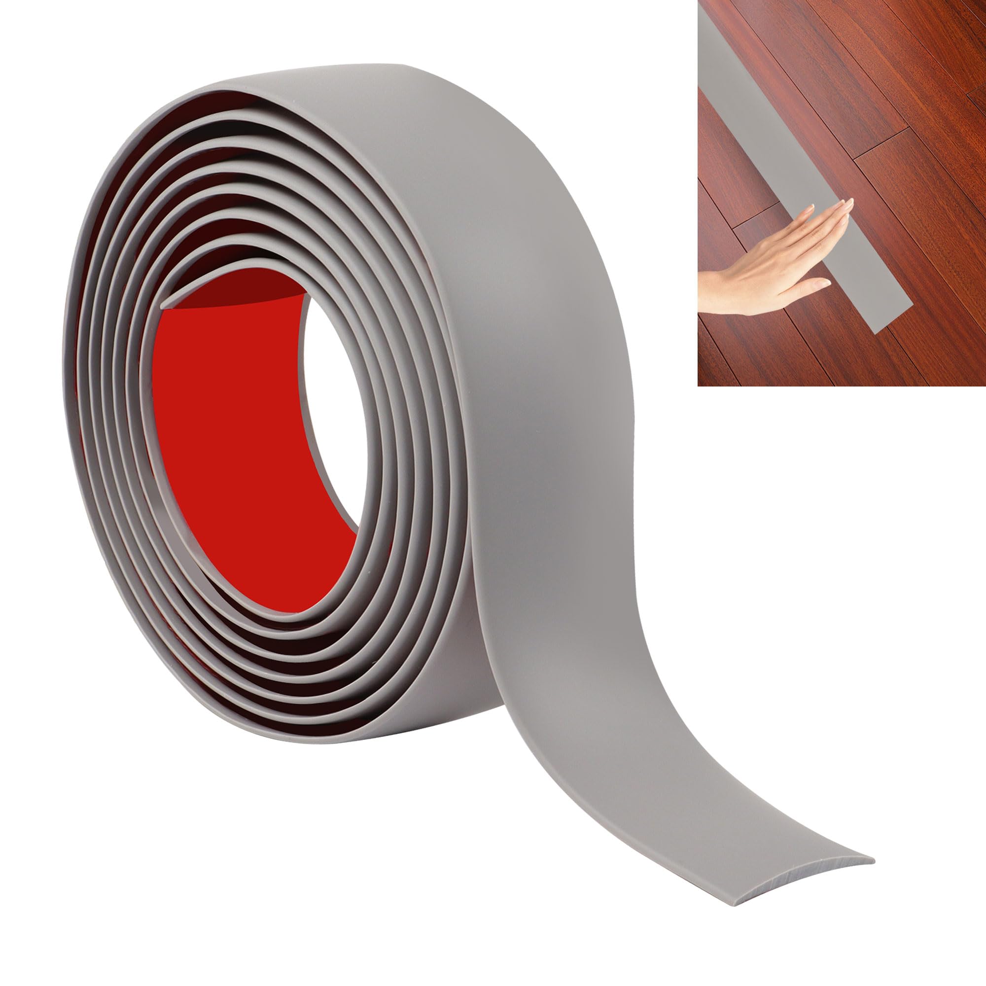 Junart Gray 200Cm×4Cm Laminate Flooring Threshold Transition Strip, Self Adhesive Vinyl Floor Strip, Tiles Or Carpet Edge Transition Trim(Gray)