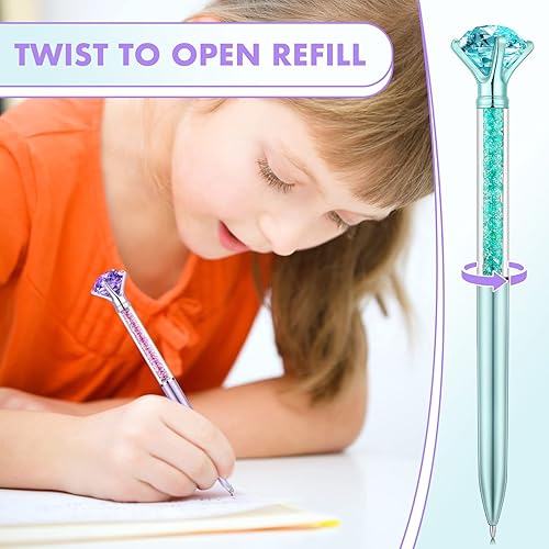 Miniatura 4 de Paquete de 60 bolígrafos grandes de diamantes de cristal, bolígrafos brillantes para despedida de soltera, bolígrafo con purpurina de fantasía de