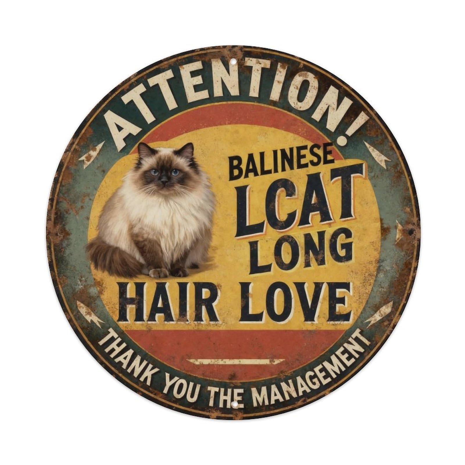 Balinese Cat Long Hair Love Metal Tin Sign Plaque