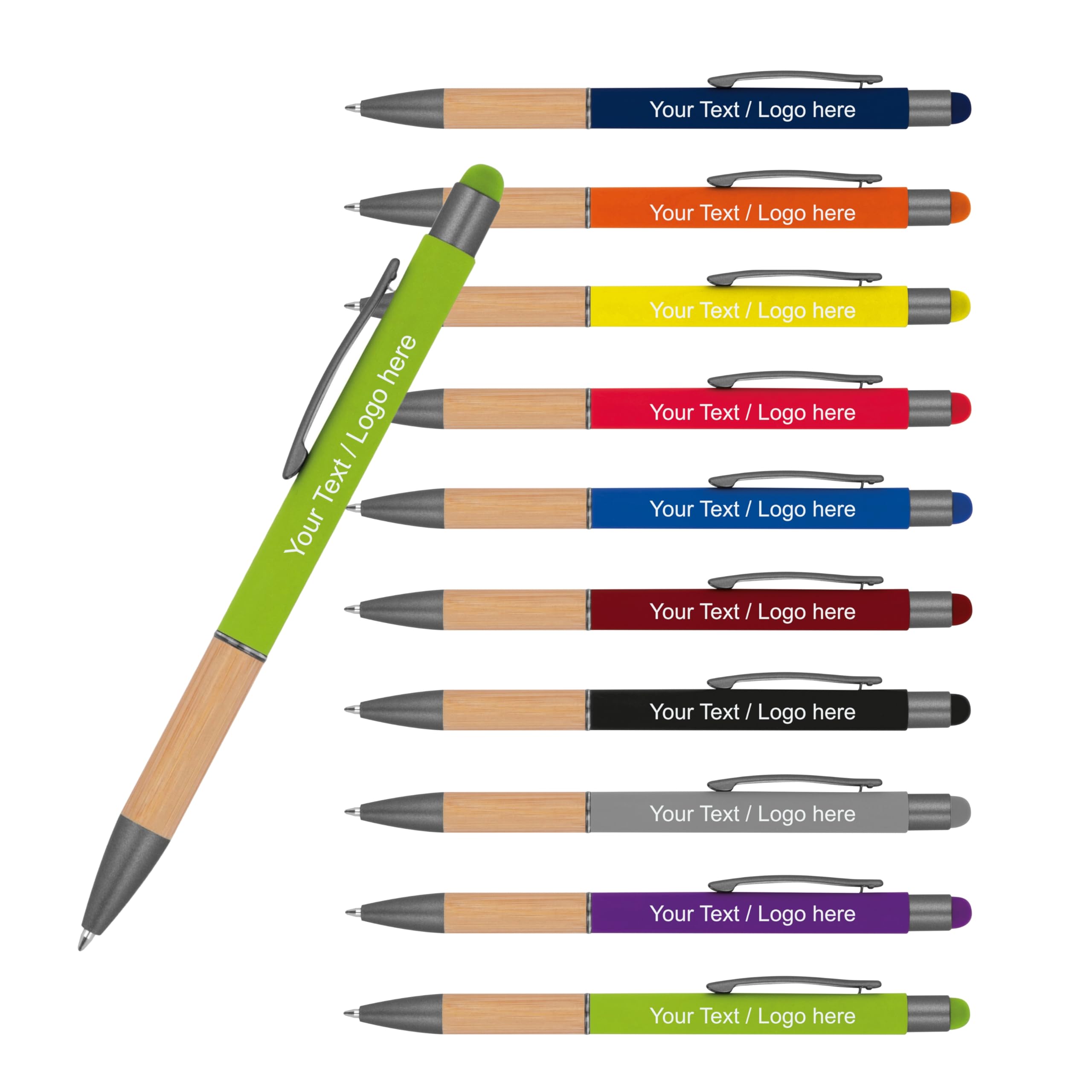 Schmalz® Stylo à bille en aluminium et bambou, avec gravure Cookie, personnalisé dans un large choix de couleurs, stylo à bille, cadeaux personnalisés, avec texte et logo au choix, gravure, 25