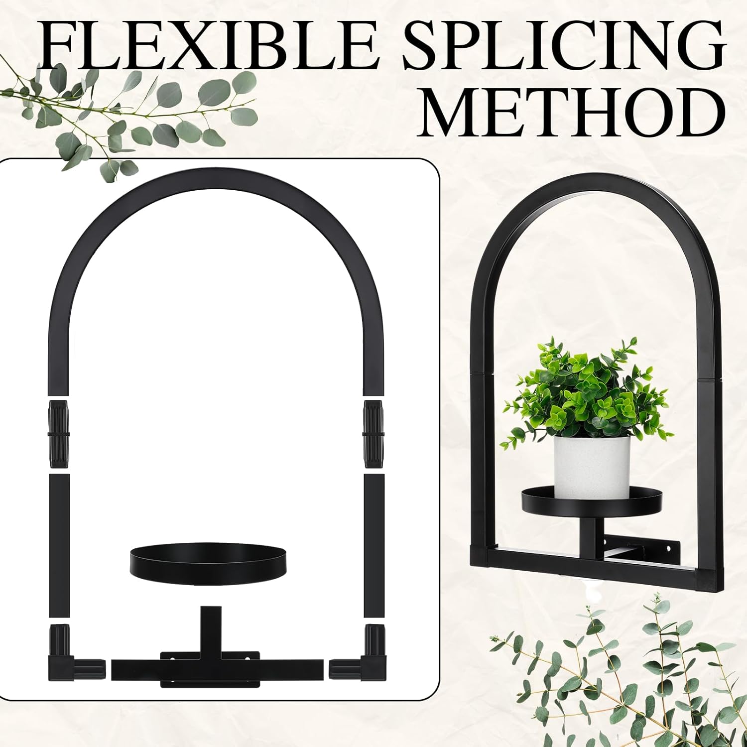 CroBlissful 4 Pcs Wall Plant Holder Wall Planters for Indoor Plants Metal Window Planters Shelves Picture Frame for Indoor Outdoor Living Room Balcony Garden (Arch Style)