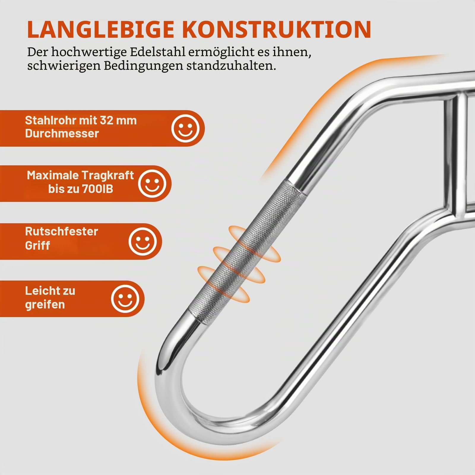 2026 Upgrade Handläufe für Außentreppen Wandhandläufe, Edelstahl 304, rutschfeste Handläufe für Treppen von 1 bis 4 Stufen, Wandhaltestangen für Terrassen