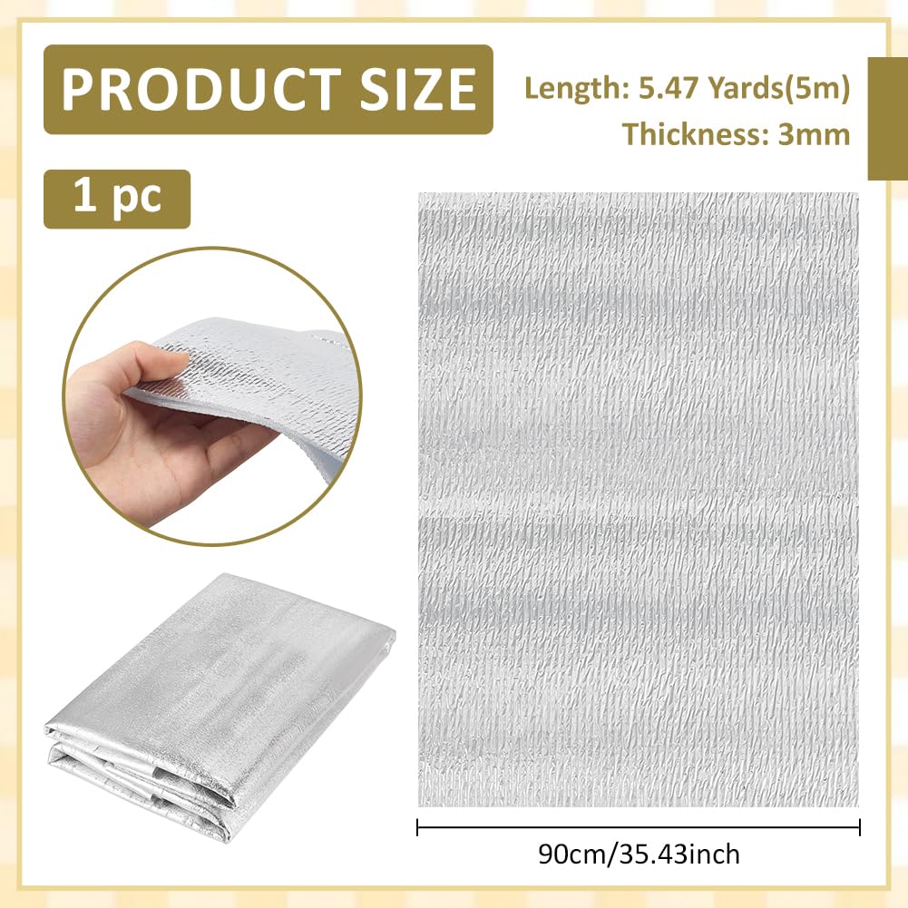 BENECREAT Matelassage résistant à la chaleur 500x90cm, Matériau d'isolation thermique argenté avec feuille d'aluminium et mousse EPE pour projets de couture et artisanat DIY, Épaisseur 3mm