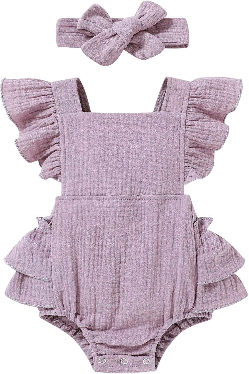 YOUNGER TREE Toddler Baby Girl Ruffled Sleeveless Romper Casual Summer Jumpsuit Cotton Linen Clothes