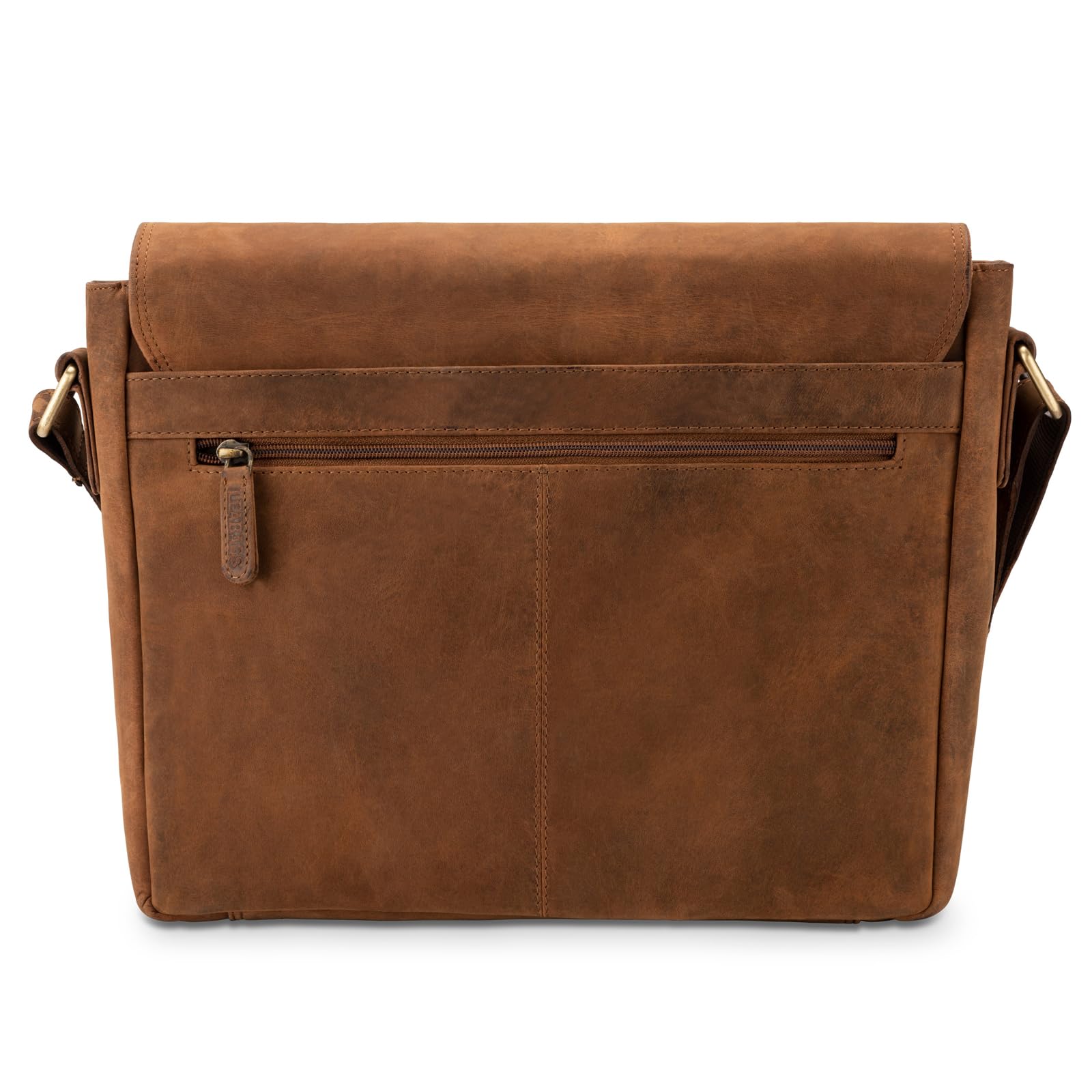 LEABAGS Leder Umhängetasche Herren & Damen I Echtleder Laptoptasche bis 14 Zoll I Messenger Bag mit Schultergurt I Schultertasche I Arbeitstasche I Tragetasche I Handtasche