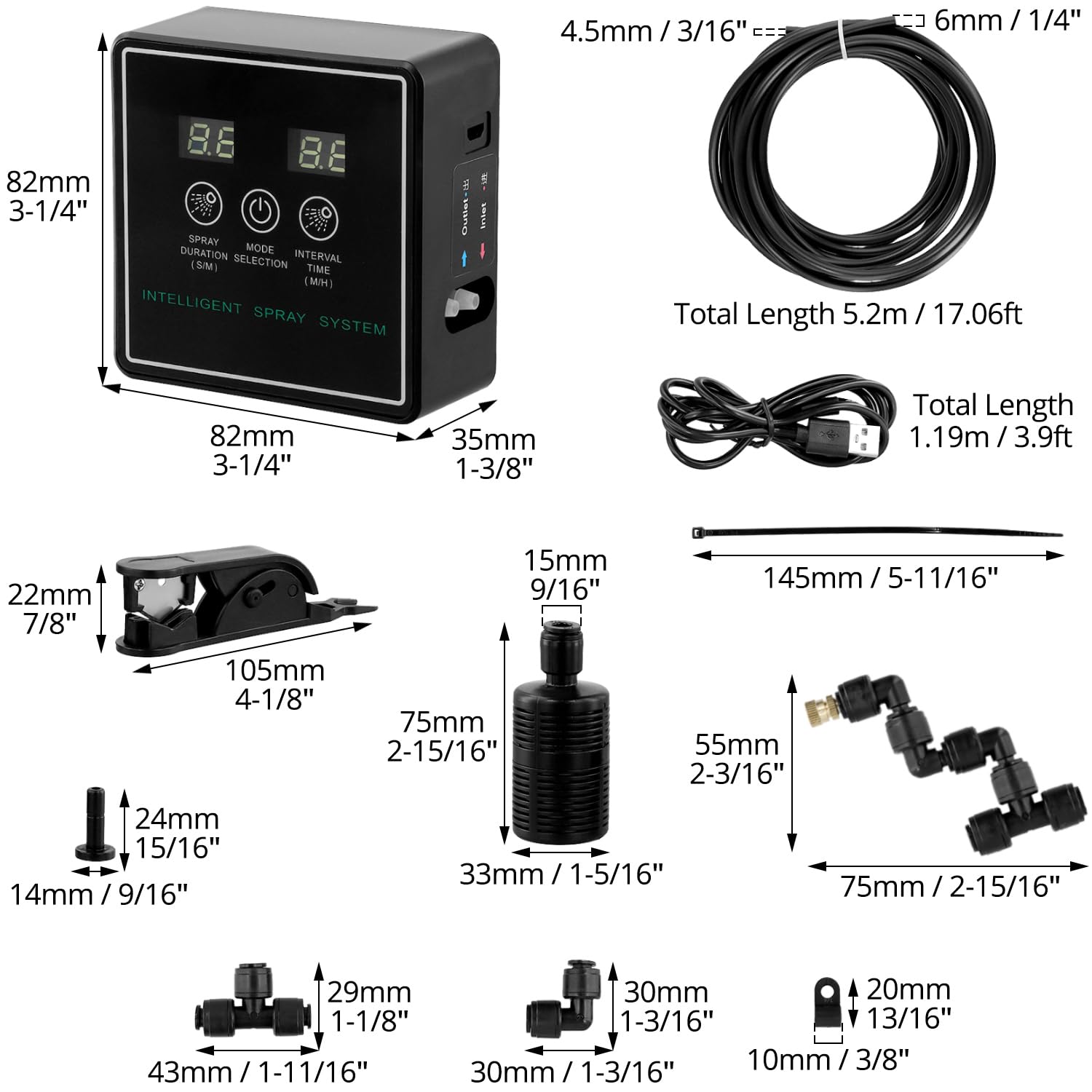 QWORK® Sistema Inteligente de nebulización para Reptiles,humidificador de Reptiles, boquillas rociadoras de 360°, para riego de Reptiles y Plantas