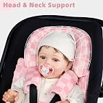 4 in 1 Infant Car Seat Insert, Baby Car Seat Head Body Support for Girls & Boys, Reversible Newborn Car Seat Insert with 3 Extra Strap Paddings, Premature Car Seat Cushion (Pink)