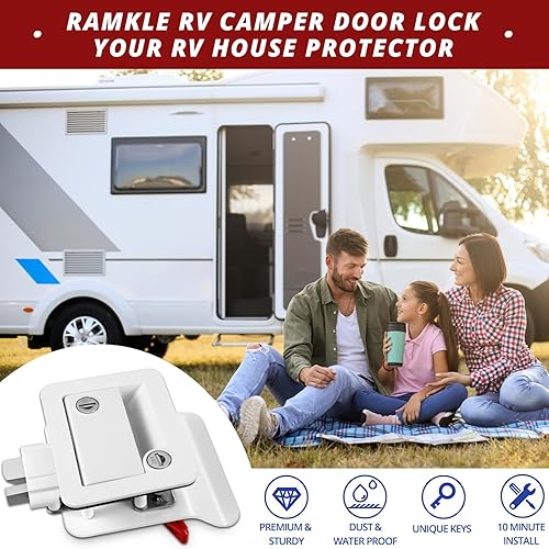 Miniatura 5 de Cerradura de Puerta de Entrada para RV, 100% Metal, Cerradura para Caravana, Pestillo de Puerta de Remolque de Viaje, Kit de Reemplazo de Cerradura
