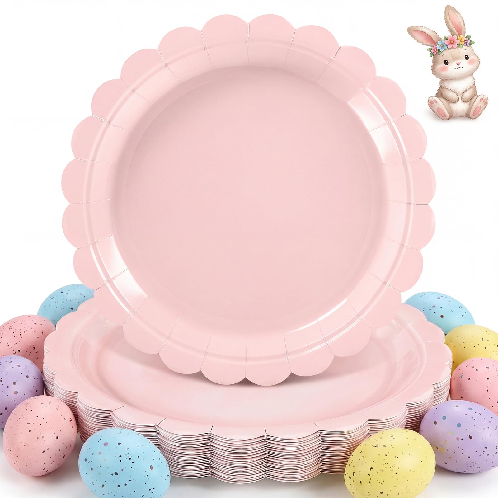 NatNarr 30 Stück Papierteller Rosa, 23 cm Hellrosa Pappteller Einweg Partyteller mit Wellenschliff Paper Plates für Babypartys Hochzeiten Brautpartys Muttertag Ostern