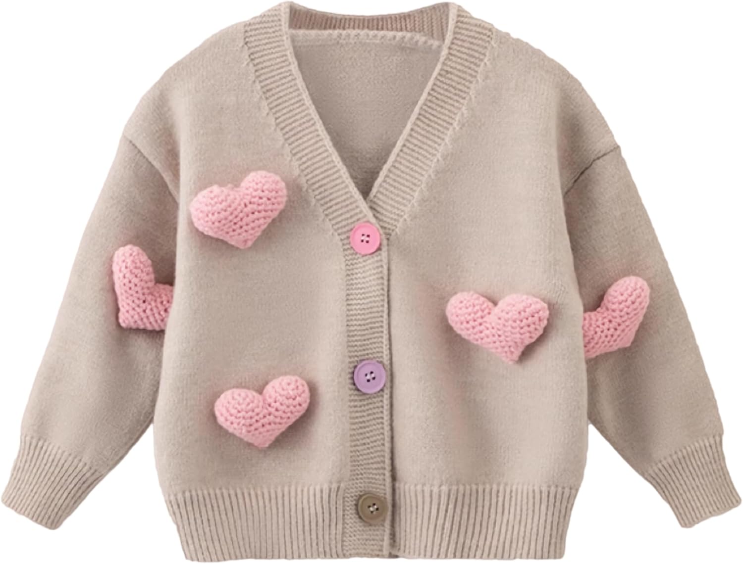 Riclena Girls Cardigan Sweater V-Neck Long Sleeve Cute Front Button Knit Sweetheart Sweaters