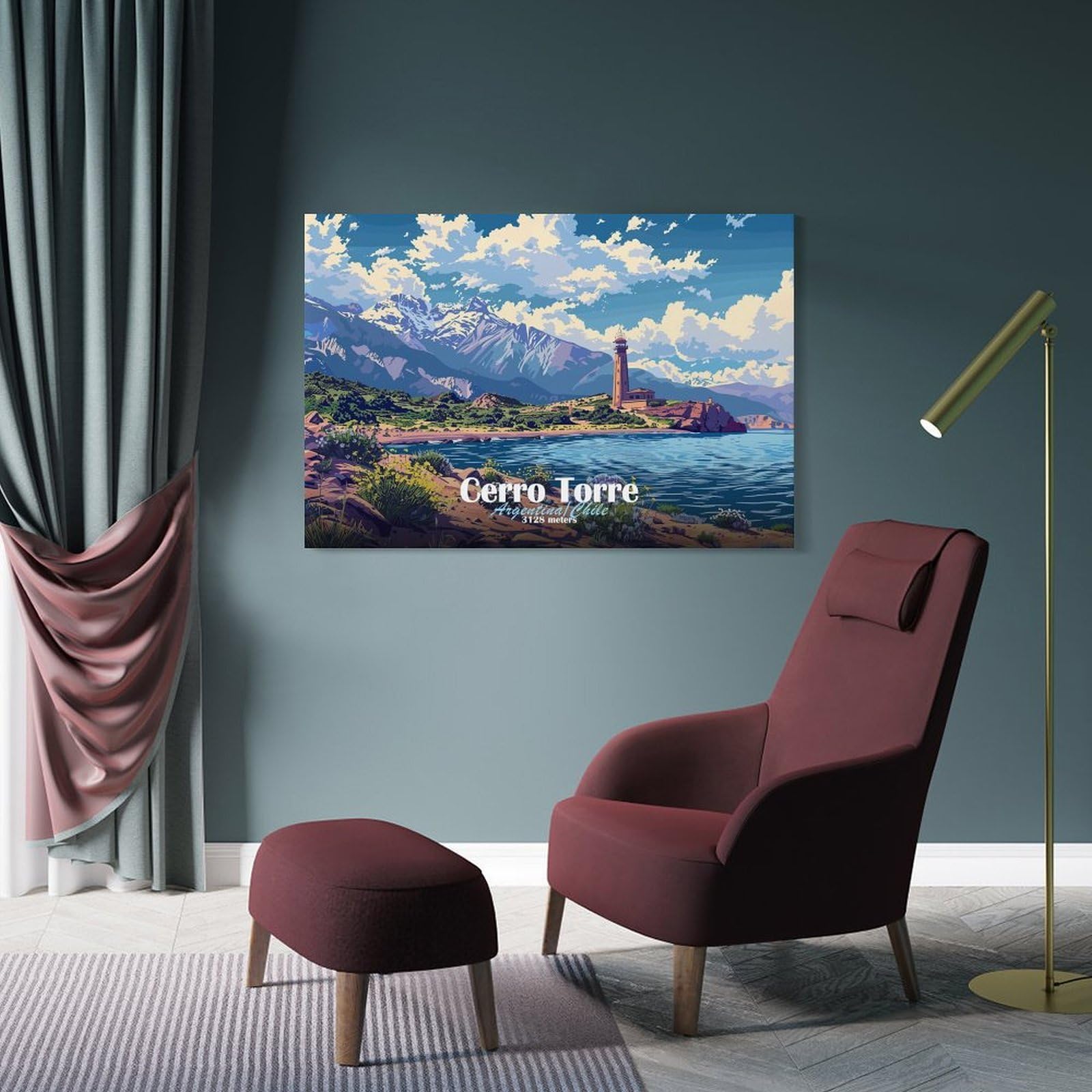 Junmoney Canvas Wall Decor Cerro Torre Landscape, 20x30inch(50x75cm), for Bedroom, Guest Room Or Reading Nook, Decorative Wall Art for Cosy Rooms