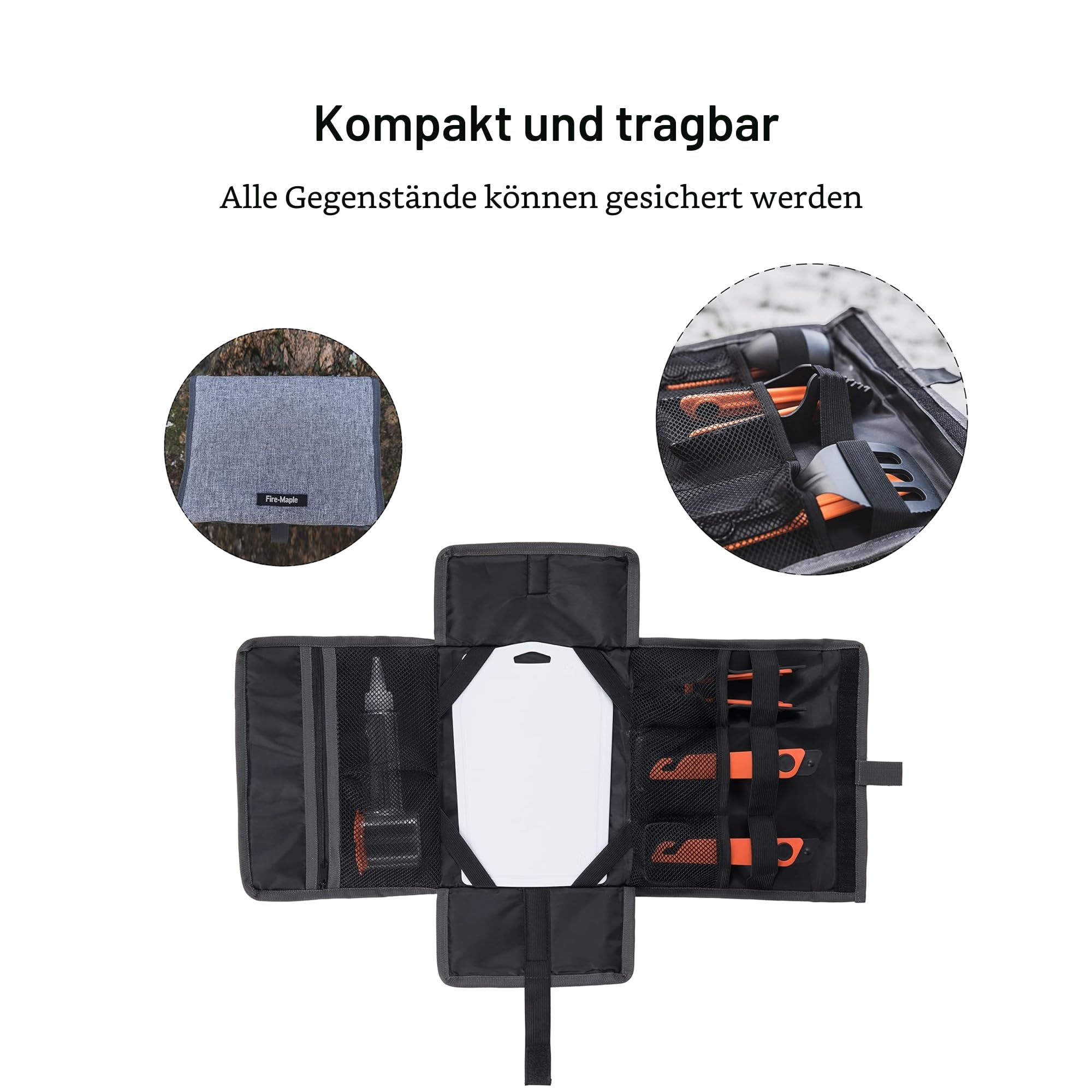 Fire-Maple Camping-Küchenutensilien-Set, tragbar, 6-teilig, mit klappbaren Zangen, Spatel, Löffel, Outdoor-Ausrüstung für Backpacking, Bushcraft, Camping, Auto, Angeln, Grillen und Reisen