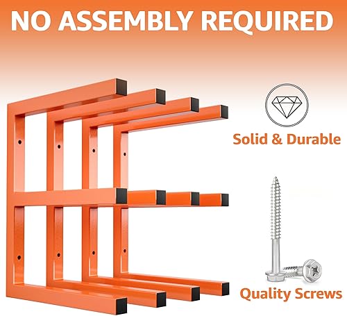 Miniatura 3 de YYR Organizador de madera y estante de almacenamiento de madera, estante de metal resistente con 6 niveles que soporta hasta 1200 libras, uso en