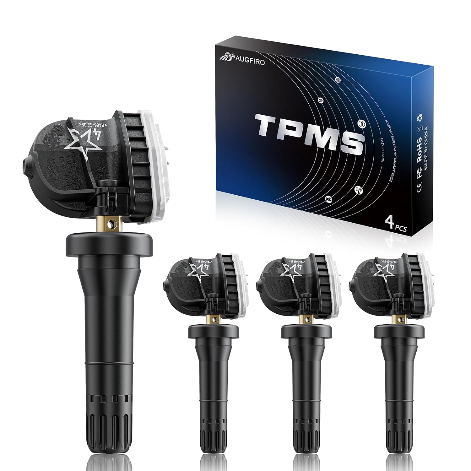 315MHz GM Pre-Programmed TPMS Sensor for Chevy Silverado 07-19,Tahoe 07-20,Suburban 07-20 | GMC Sierra 07-19,Yukon 07-20 | Cadillac Escalade 07-20,OE#13598771 13598772,4PCS