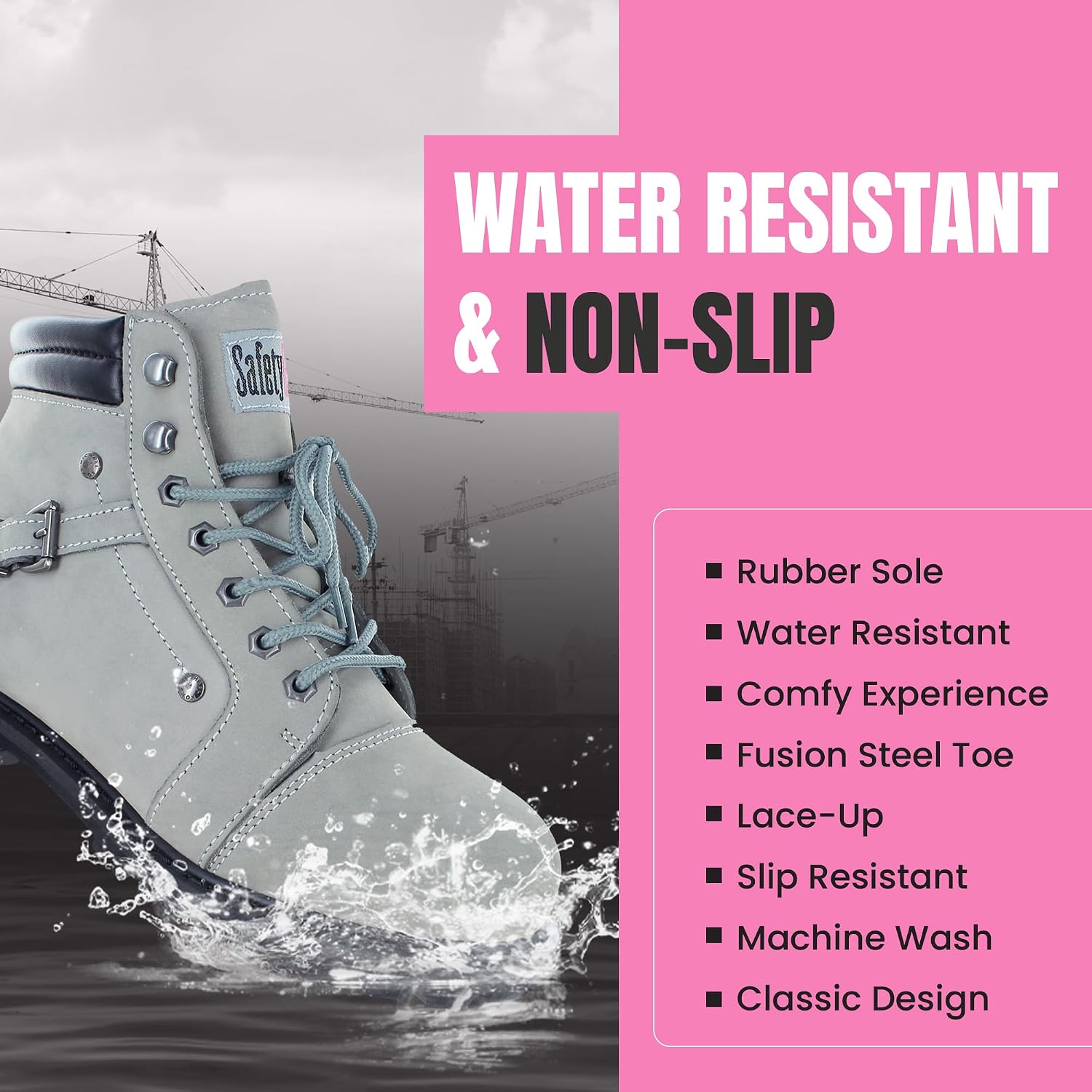 Safety Girl Women's Fusion Steel Toe Work Boots - Gray