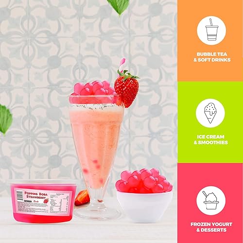 Miniatura 6 de Fanale Perlas Boba Popping para té de burbujas, 2 libras (1 libra x 2) | Lichi de fresa | Bursting Boba Pearls Bubble 15.87 oz X 2 | Sabor a jugo de