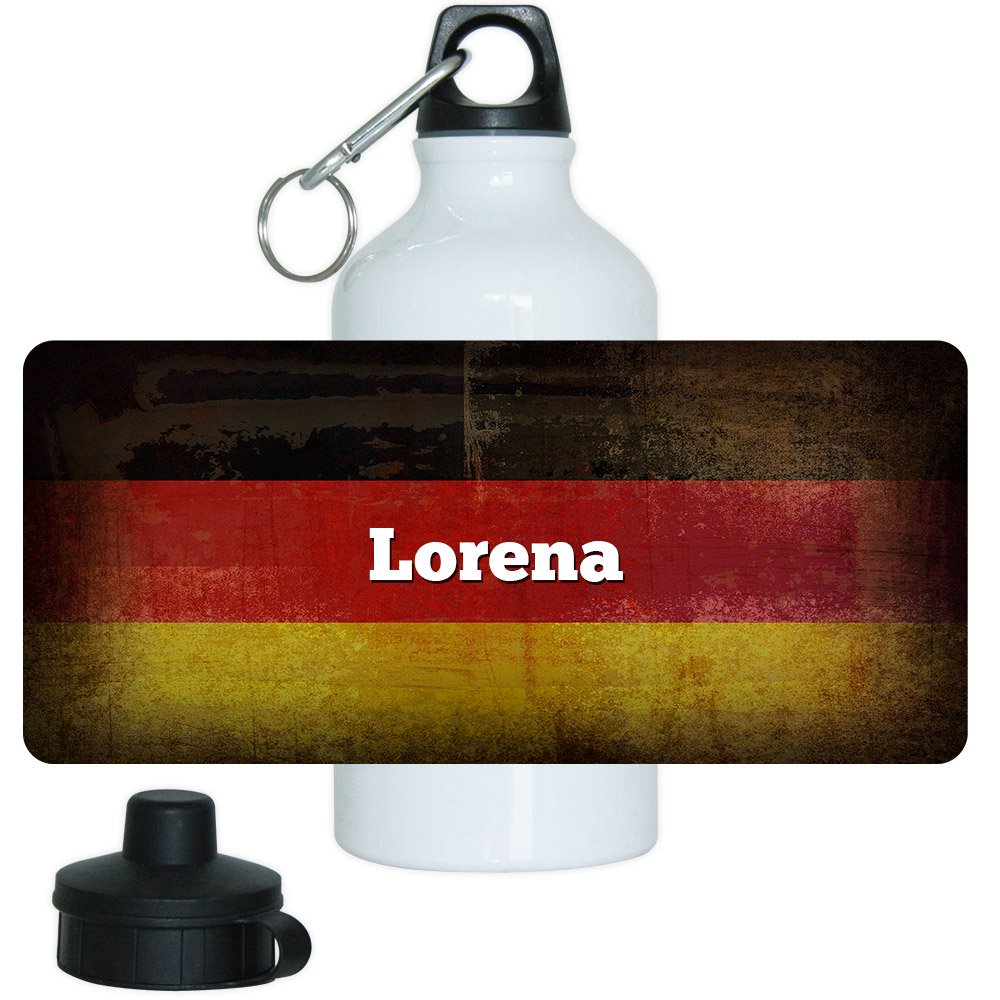 Personalisiert: Trinkflasche Mit Name Lennox & Deutschland-Flagge, 500 Ml Aluminium