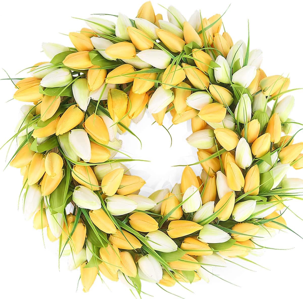 BOMAROLAN Tulip Wreath 20 Inch for Front Door Summer Fall Large Wreaths Springtime All Year Around for Outdoor Door Indoor Wall Or Window Décor Festival Decoration