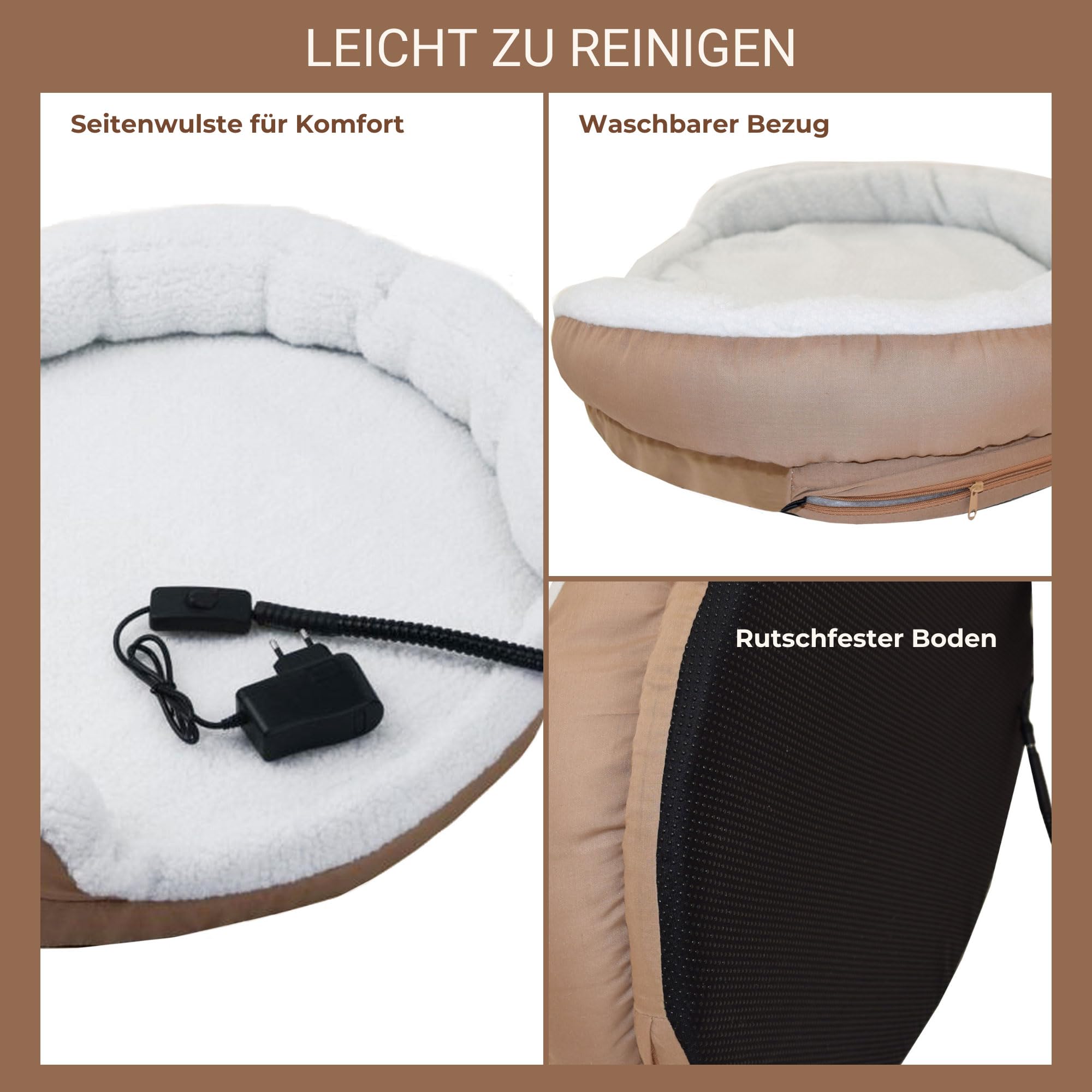 Syntrox Germany 76x12cm Beheizbares Tierbett, Wohlfühl Komfort, Wärmebett, Schlafplatz Hund Katze, 15 Watt, Wärmetherapie für Haustiere, Waschbarer Fleecebezug, Gemütlicher Ruheplatz