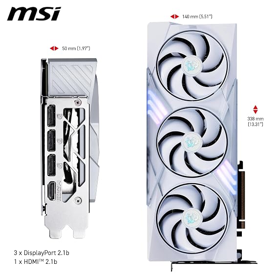 MSI GeForce RTX 5070 12G GAMING TRIO OC WHITE Graphics Card - RTX 5070 GPU, 12GB GDDR7 (28Gbps/192-bit), PCIe 5.0 - TRI FROZR 4 (3 x STORMFORCE FAN) - RGB - HDMI 2.1b, DisplayPort 2.1b
