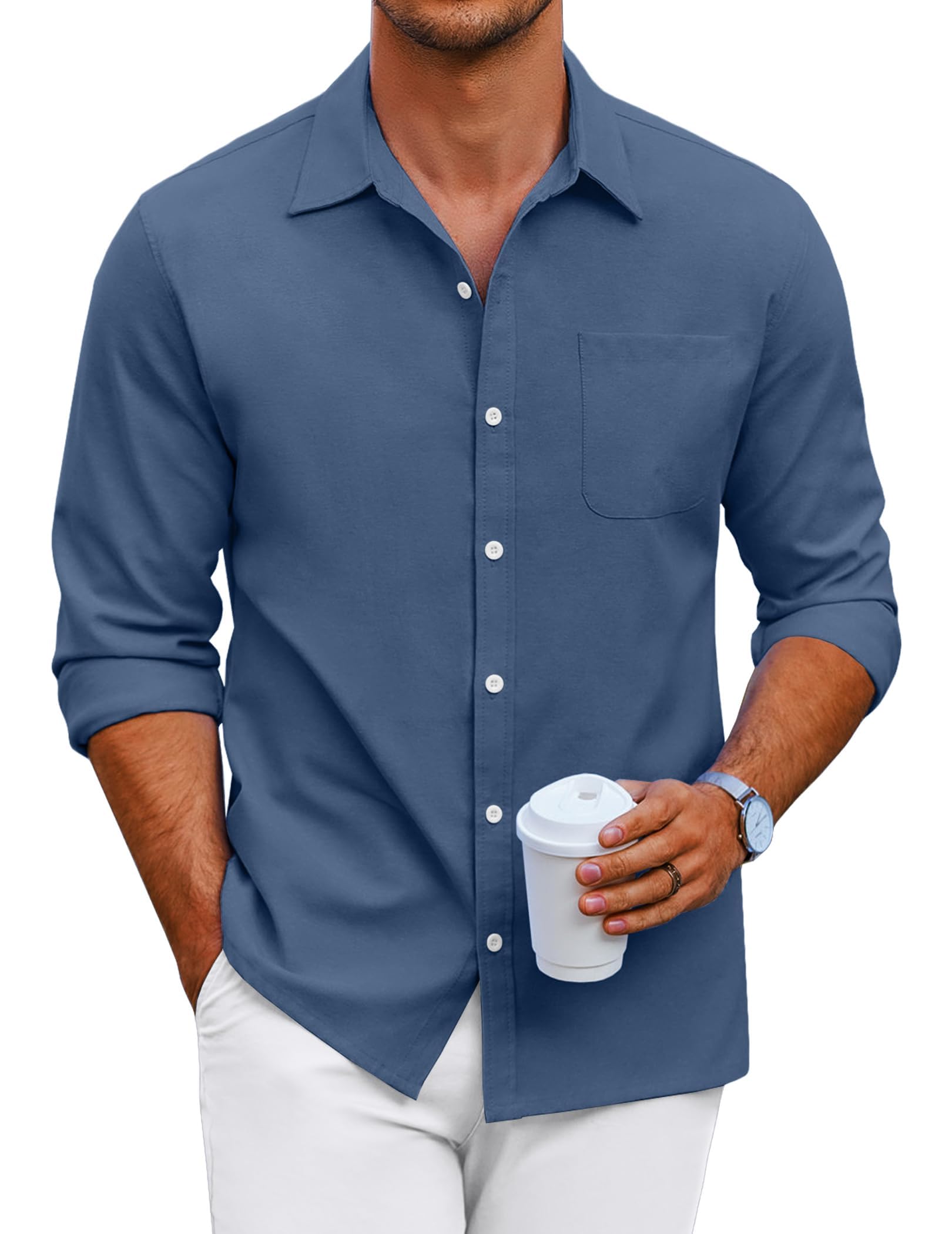 COOFANDY Hemd Herren Langarm Freizeithemd Oxford Hemd Männer Business Casual Button Down Langarmhemd Baumwolle Hemden Regular Fit