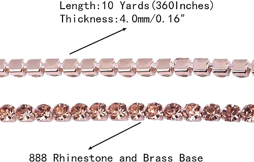Miniatura 7 de KAOYOO - Cadena con cuentas de diamantes de imitación, 9 metros (10 yardas) para manualidades, joyas y decoración de bodas.