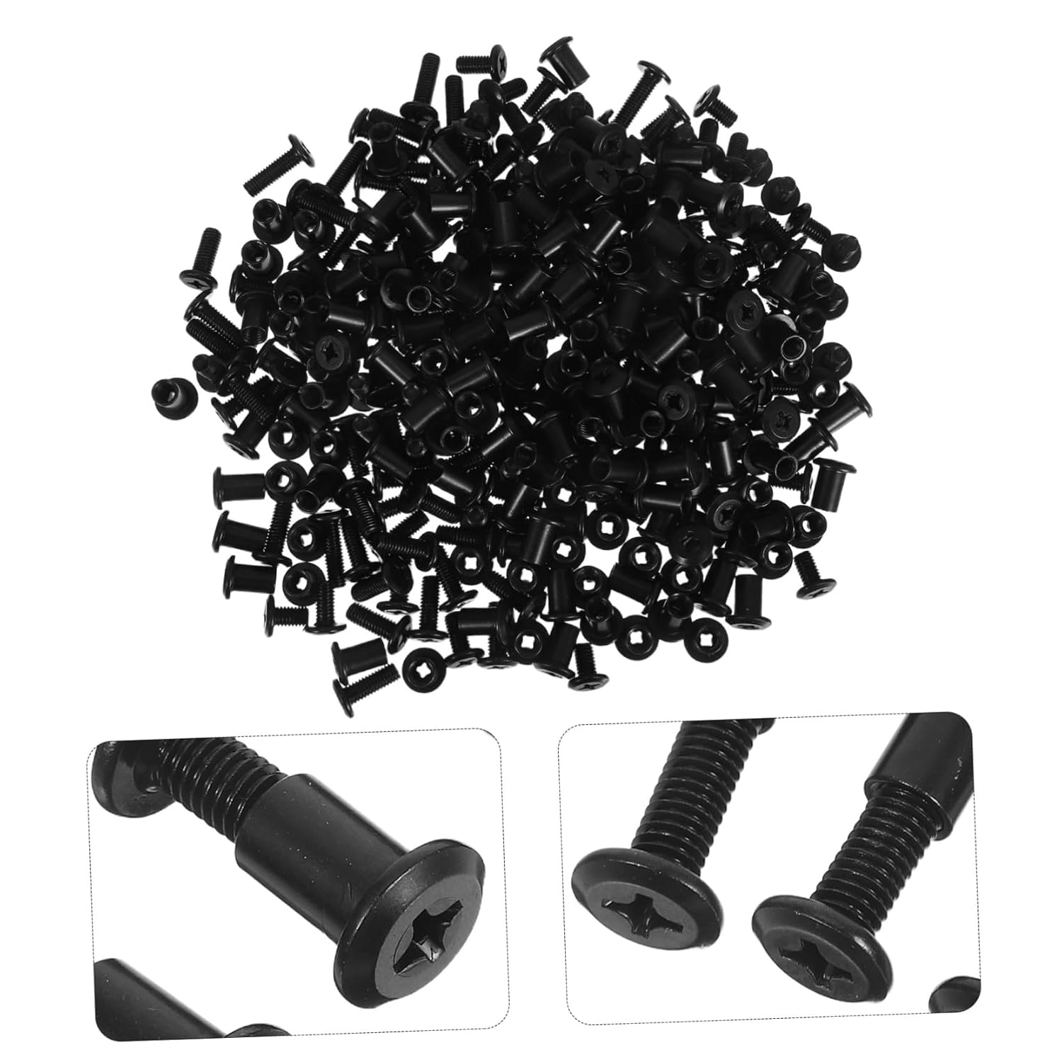 Luxshiny 170sets Furniture Screws Nuts Steel Furniture Connecting Screws Mounting for Bed Frame Cabinet Chair