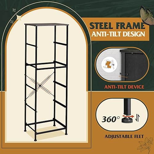 Miniatura 7 de WLIVE Cómoda de tela de 5 cajones, cómoda alta para dormitorio, organizador de almacenamiento con cubos de tela, parte superior de madera, marco de