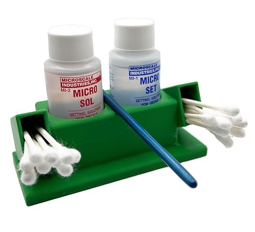 Jeff Did It! Micro SolSet Microscale Anti-TipAnti-Slip Bottle Set Holder 1 oz Bottle Micro Series with Rubber Feet, Cotton Swab Holder & Brush Rest