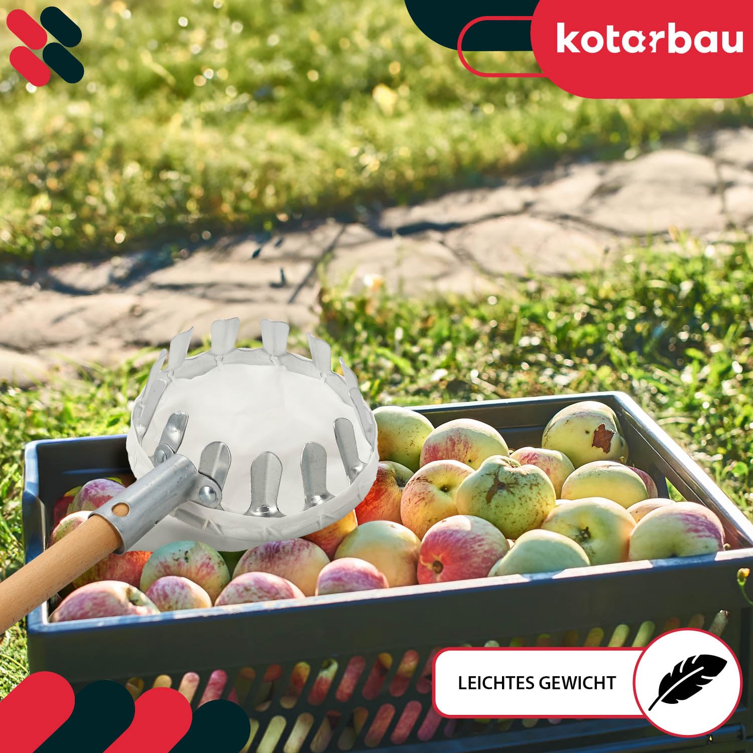 KOTARBAU® Raccoglitrice di Frutta 125mm Arnese per Raccogliere Mele In Alto Guadino Professionale