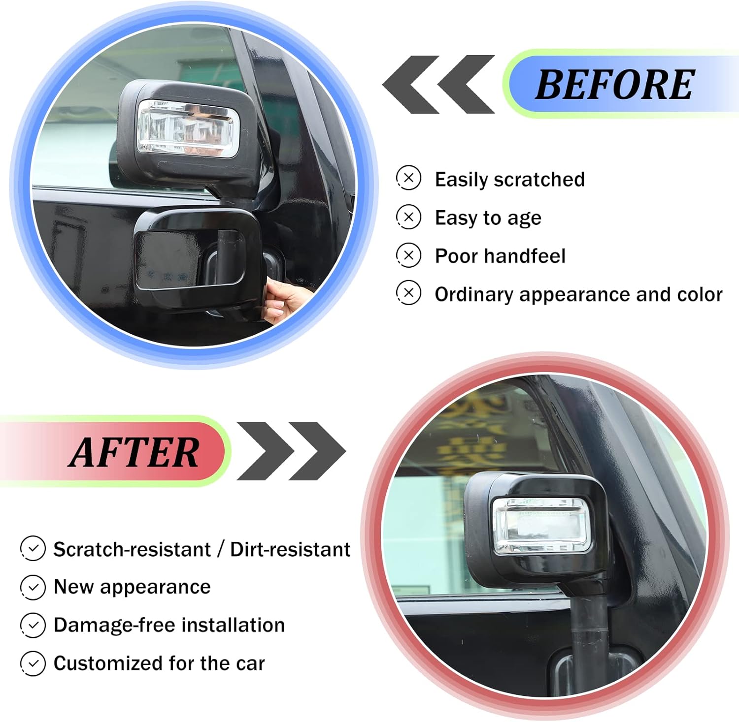 Exterior Door Rearview Mirror Cover Trim for Hummer H2 2003-2009 Accessories Car Body Side Rear View Mirror Cover Guard Caps Moulding, Door Mirrors Cap Housing Trim ABS (Glossy Black)