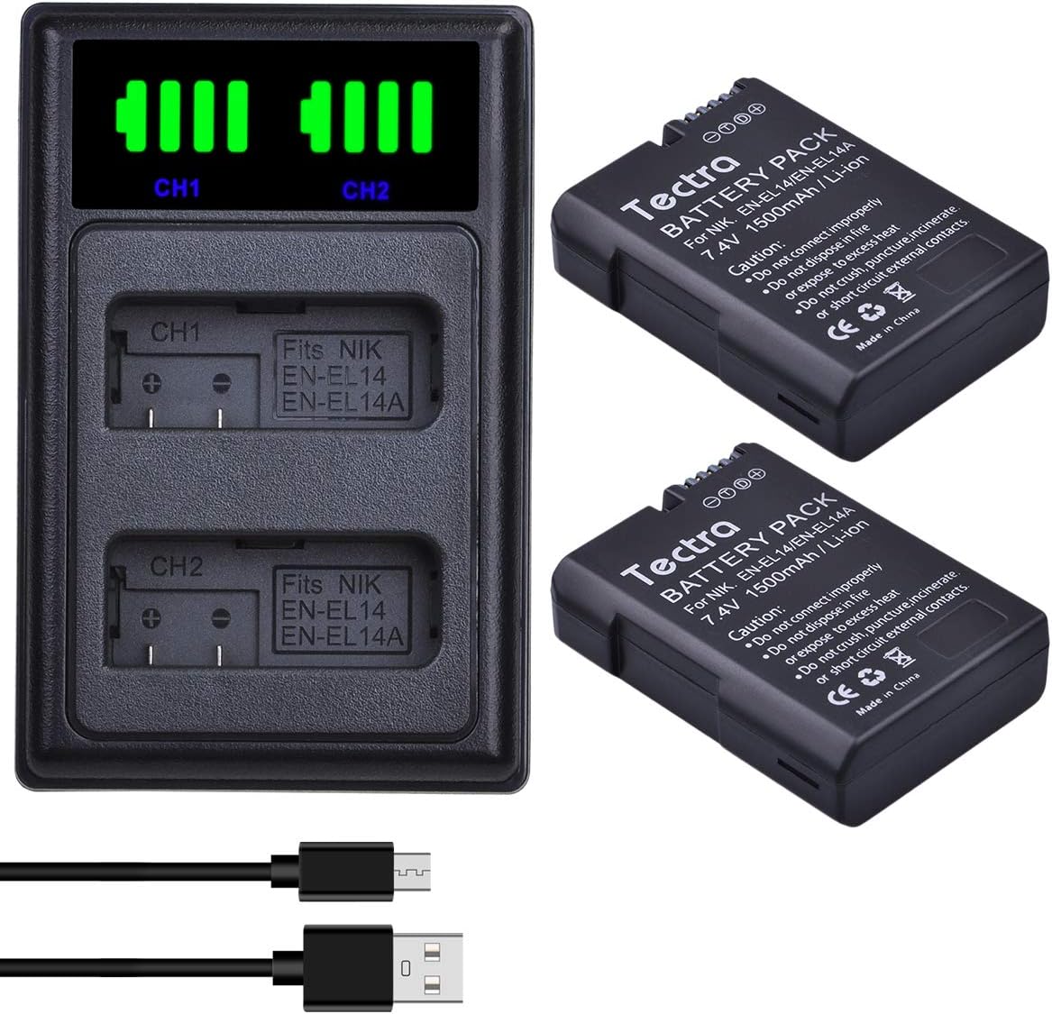 Chargeur Double USB Rapide EN-EL14 EN-EL14a Pour Nikon D3200 D3400 D3500 D5100 D5200 D5300 D5500 D5600