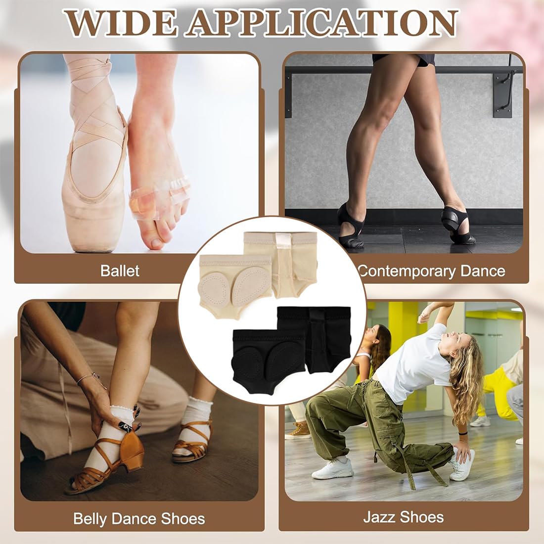 Almohadillas antideslizantes para ballet, almohadillas metatarsianas, cordones para danza