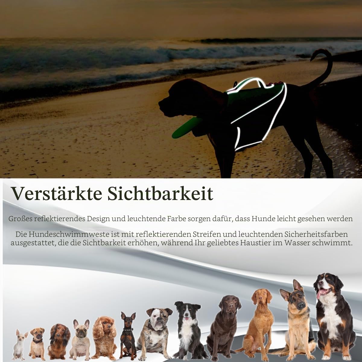 Little Bean® Hundeschwimmwesten, verstellbare Haustier-Schwimm-Sicherheitsweste mit überlegenem Auftrieb und Rettungsgriff für Hunde, Bootfahren, Schwimmen, mit reflektierenden Streifen (Blau, S)