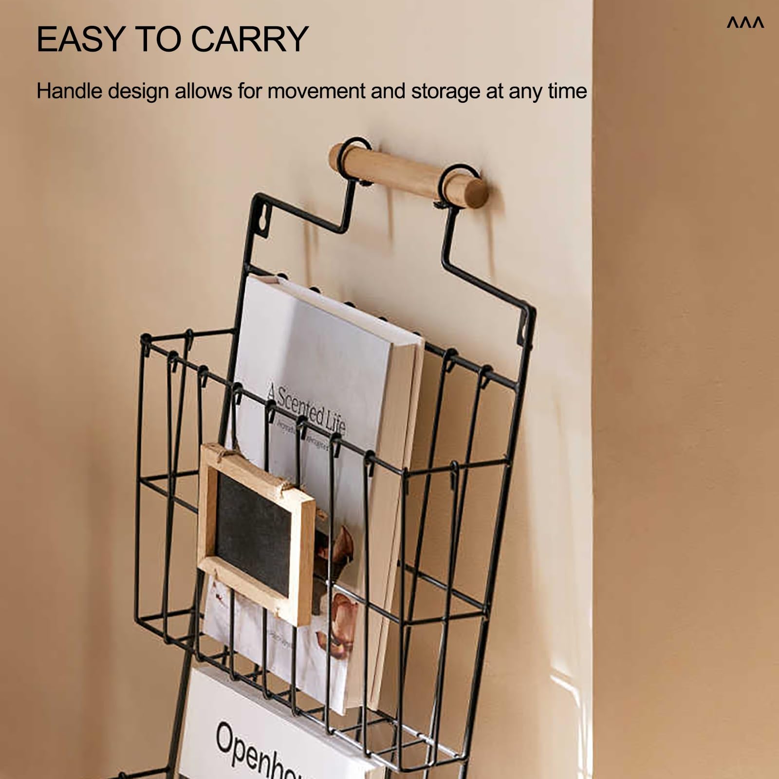 Prospektständer - Broschüre Magazin Katalog Literatur Display, Zeitschriftenständer mit 2 Taschen Eisen-Bücherregal, für Büro Messen & Zuhause