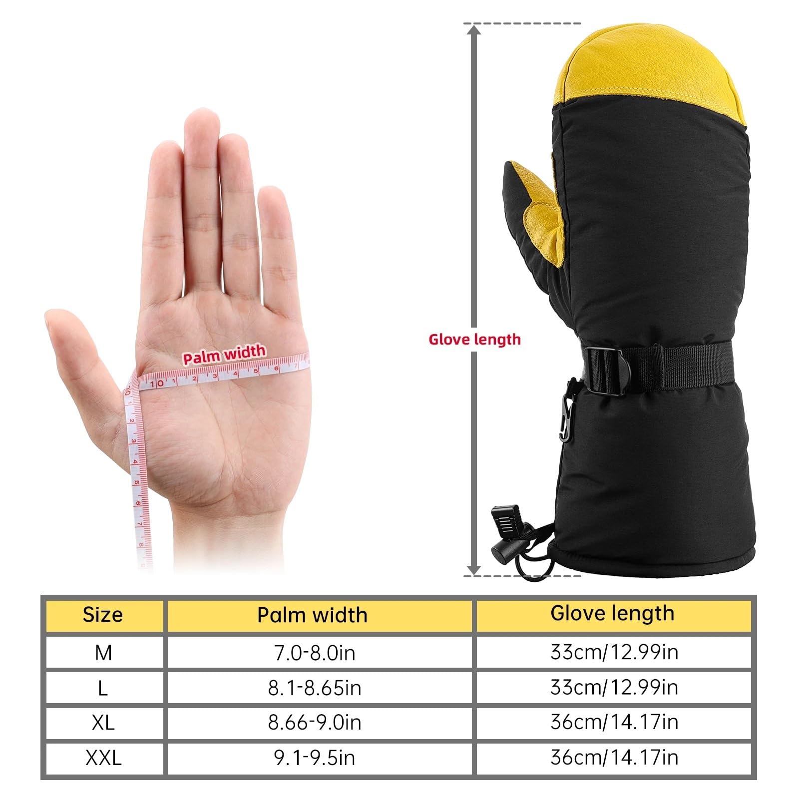 Guantes De Esquí Guantes Largos de Invierno, Manoplas de esquí, Aislamiento Guantes térmicos for Trabajo en la Nieve, for Hombres y Mujeres