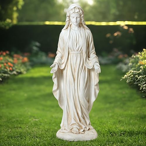 LuxenHome - Estatua de Virgen María para exteriores, estatua religiosa de jardín de 30 pulgadas, estatua de la bendita madre al aire libre, estatuas