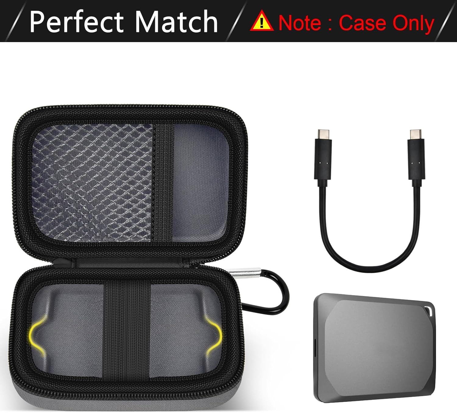 Carrying Case Compatible with Crucial X10/ X9 Pro 4TB/ 2TB/ 1TB Portable SSD, External Solid State Drive Hard Storage Holder Bag Fits for USB-C Cable (Box Only)-2 Pack