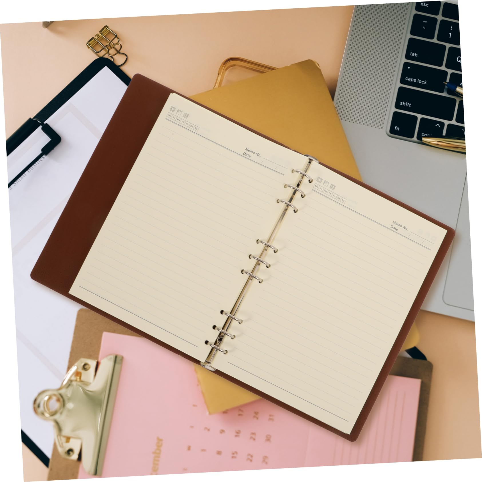 Reliure à Anneaux Cuir Carnets Bloc-notes Mensuel pour Étudiants Agenda Cahier Écriture Léger et Pratique