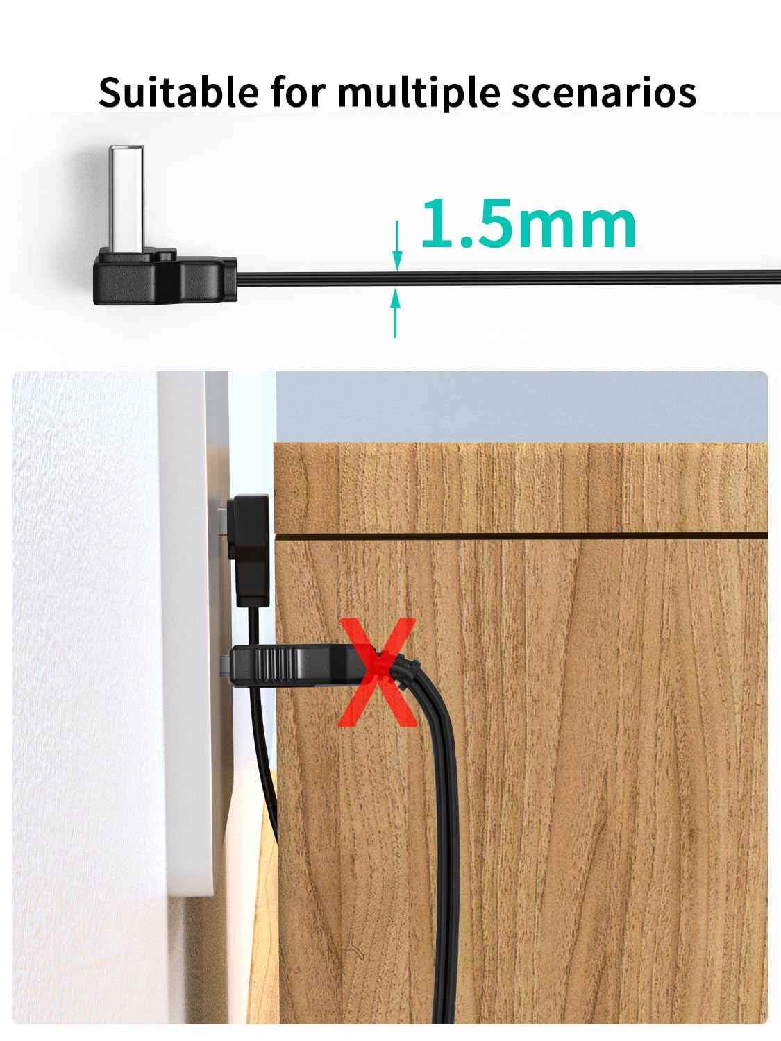 2 cables planos USB A a USB C de 90 grados en ángulo recto USB macho a macho, cable USB corto suave de 50.8 cm-50 cm (ángulo arriba + ángulo abajo)