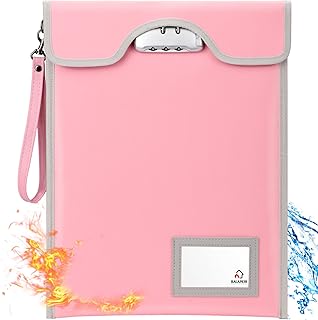 Fireproof Money Bag with Lock (5200℉), 15”x 11”Important Document Organizer Bag, Travel Money Pouch for Valuables,Money,Jewelry,Legal Documents,File and Tablet(Pink)