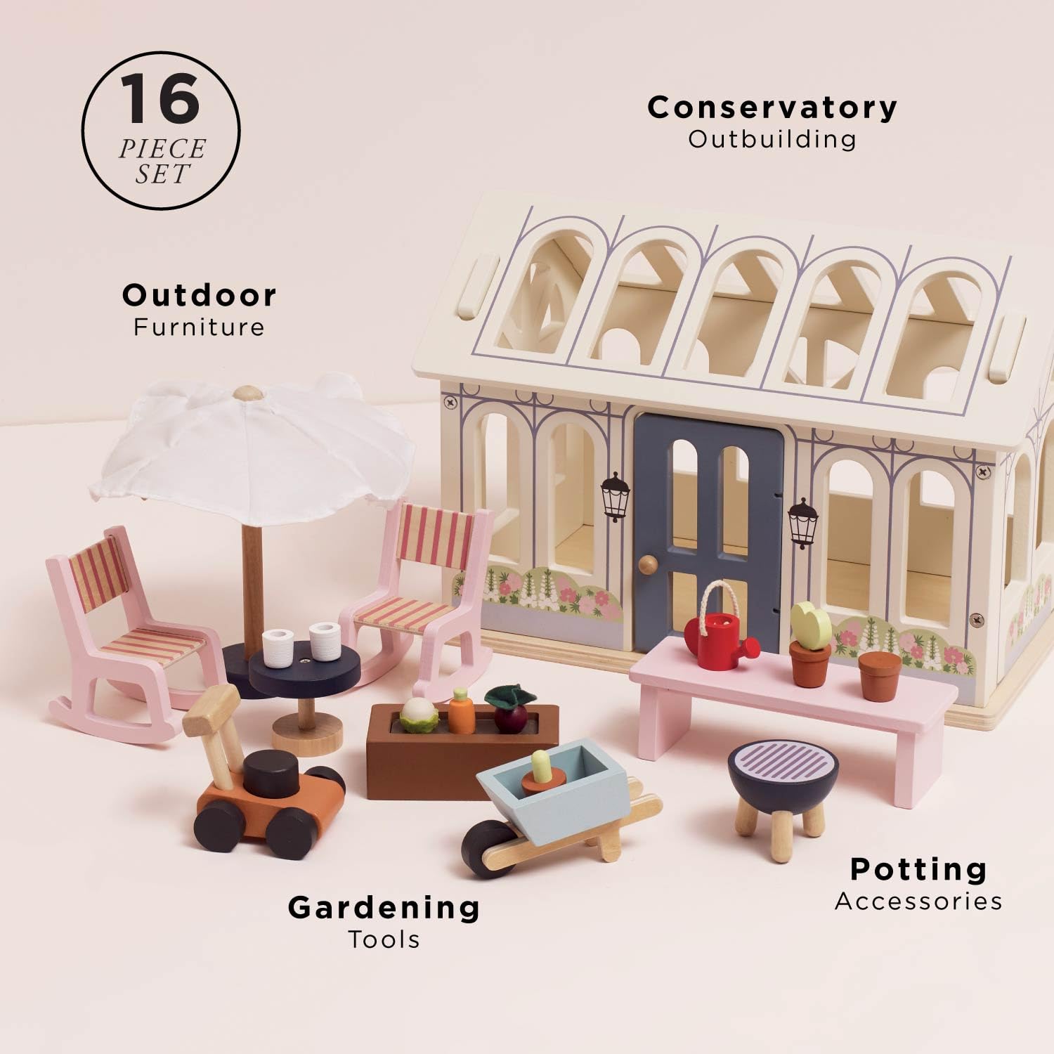Le Toy Van Holz Puppenhaus Wintergarten Erweiterung - FSC® 100% zertifizierte nachhaltige Ergänzung - plastikfreies Zubehör für Puppenhäuser - fantasievolle Spielzimmermöbel für Kinder