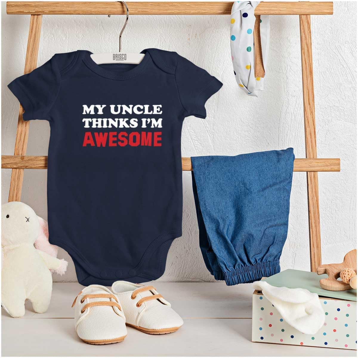 Brisco Brands My Uncle Thinks Im Awesome Baby Romper Boys or Girls