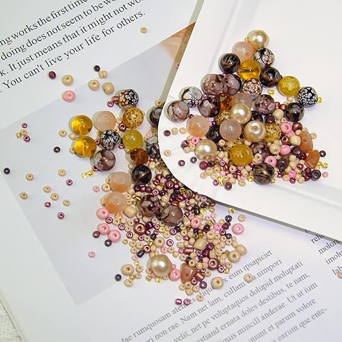 Cuentas de café surtidas para hacer joyas mezcla de cristal de cuentas redondas de acrílico de piedra natural cuentas de perlas cuentas espaciadoras