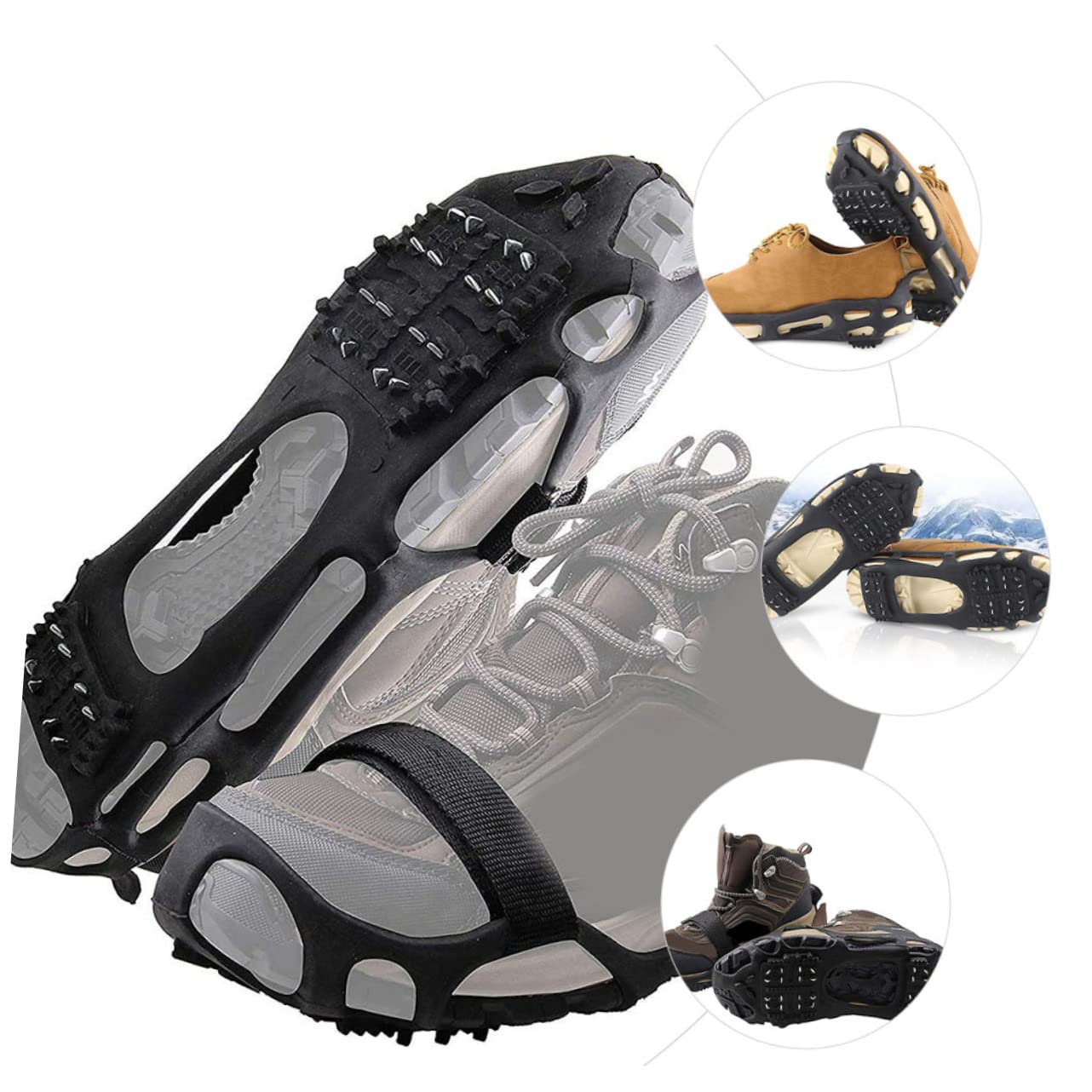 PartyKindom 1Set Slip Shoe Grippers Spike Crampons for Ice and Snow Durable TPE Material Easy Design for Hiking Fishing Walking and Mountaineering