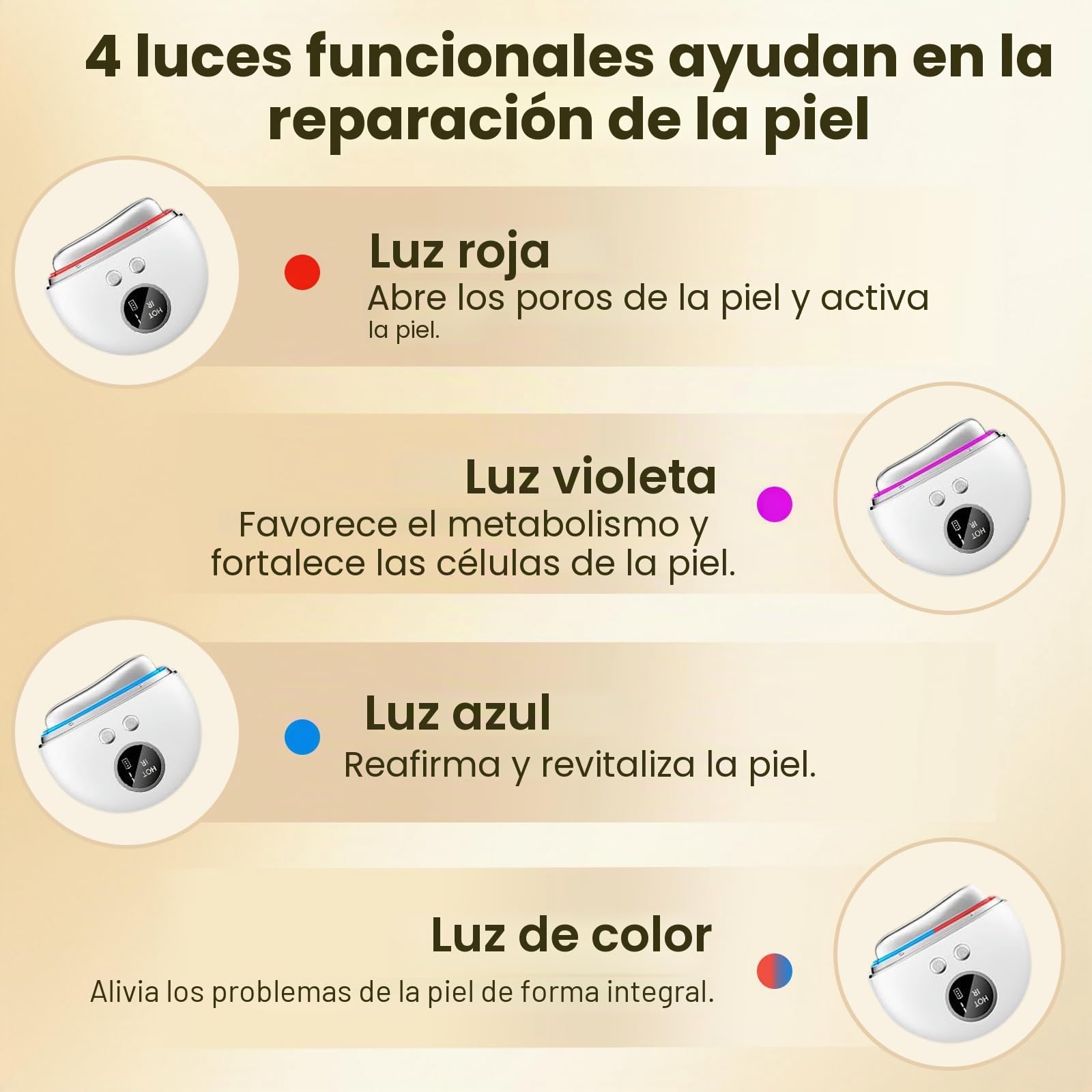 Guasha facial, masajeador facial masajeador facial antiarrugas raspador facial 4 en 1 con 4 luces y 9 niveles de intensidad ajustables para tratamientos antienvejecimiento, antiarrugas y antiedema