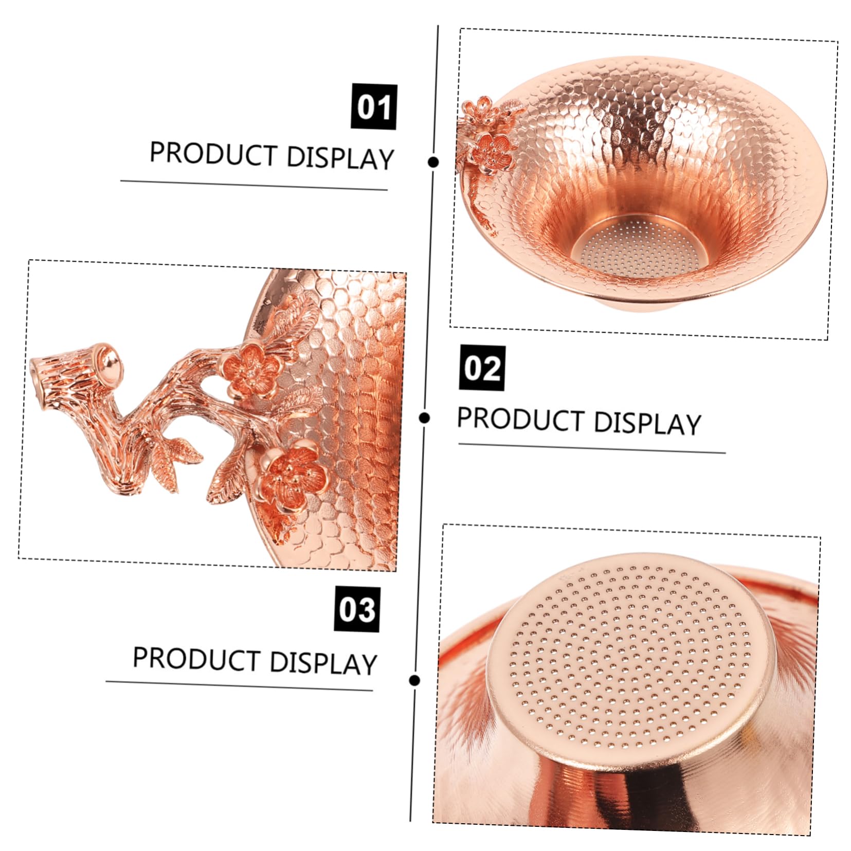 Amosfun 3 Piezas fuga de té infusor te infusionador de te tea set filtros de te colador de te coladores de té coladores de alimentos Infusor de té colador de té elegante cobre Golden
