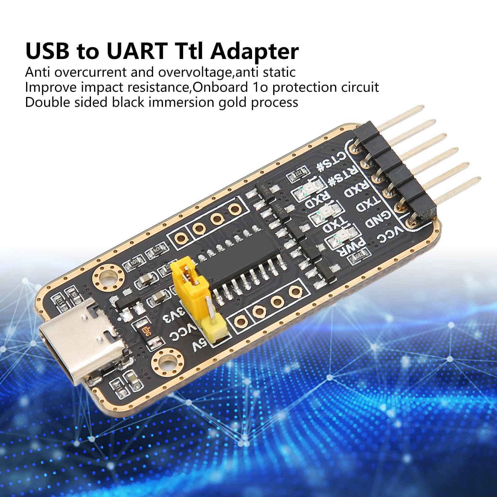 PUSOKEI Adaptateur USB vers UART TTL, Module de Convertisseur Série 6PN, Module de Communication Série Universel, Puce CH343G, Interface USB C, Protection Contre Les Surtensions,