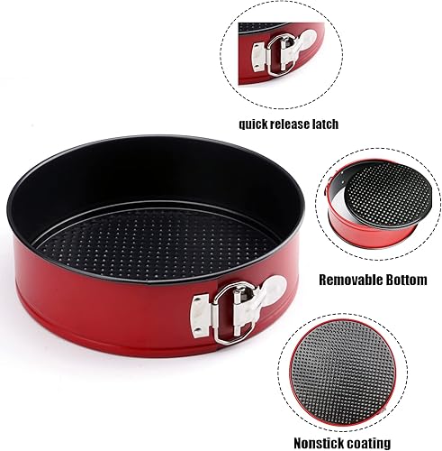 Miniatura 5 de GYOSHI Juego de 3 moldes Springform para hornear, moldes redondos para hornear, moldes antiadherentes para tartas de queso de 4/7/9/9/pulgadas,