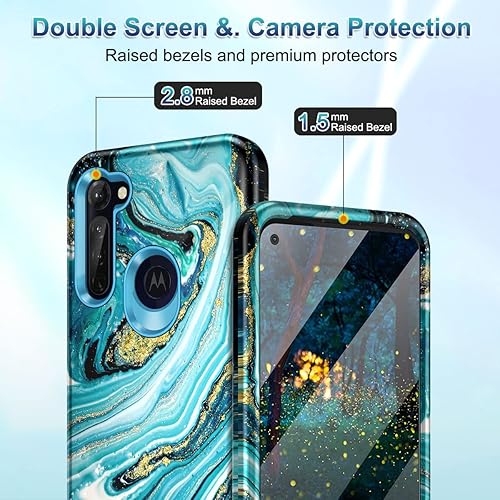 Miniatura 4 de Lamcase Funda compatible con Motorola G Stylus 2020, resistente a los golpes, híbrida de policarbonato duro, goma TPU suave, tres capas, resistente